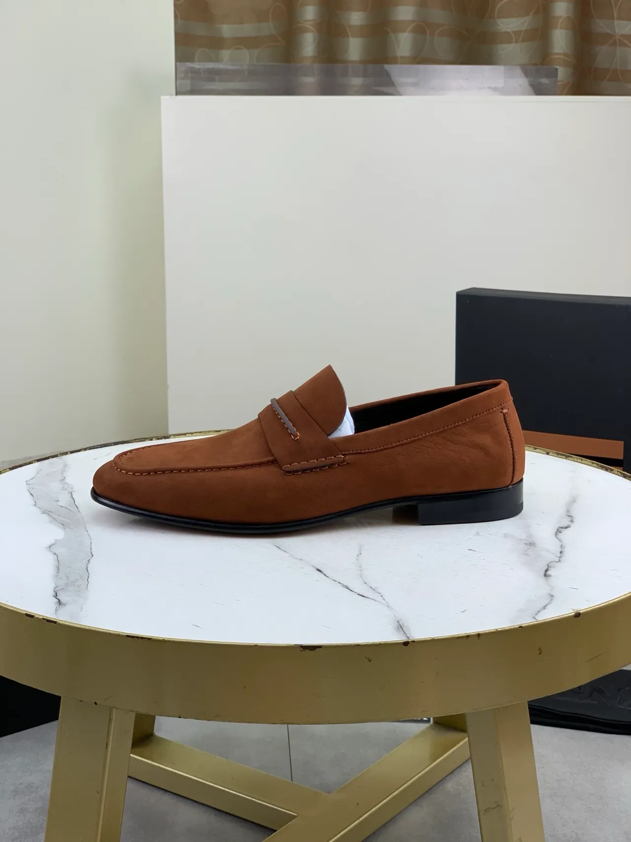 Brown Suede Penny Strap Loafer 5