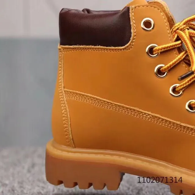 Brown White Lace-Up Ankle Padded Collar Work Boots 16