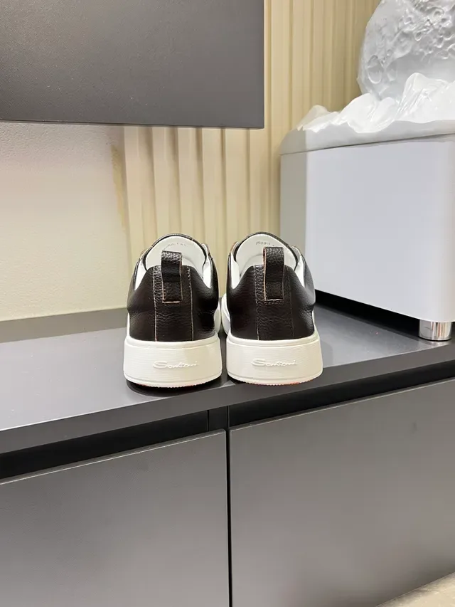 Brown White Leather Slip-On Platform Sole Loafer 2