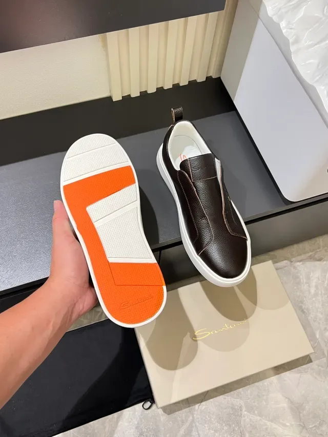 Brown White Leather Slip-On Platform Sole Loafer 4