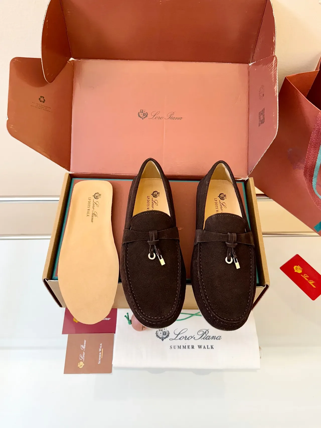 Brown White Suede Upper Moccasin-Stitched Vamp Loafer 6