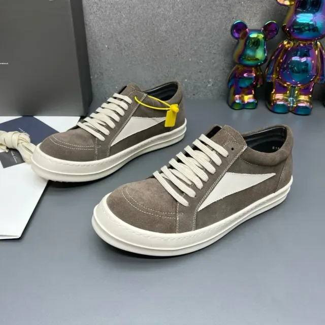 Brown White Suede Upper Side Lightning Bolt Panel Sneakers 3