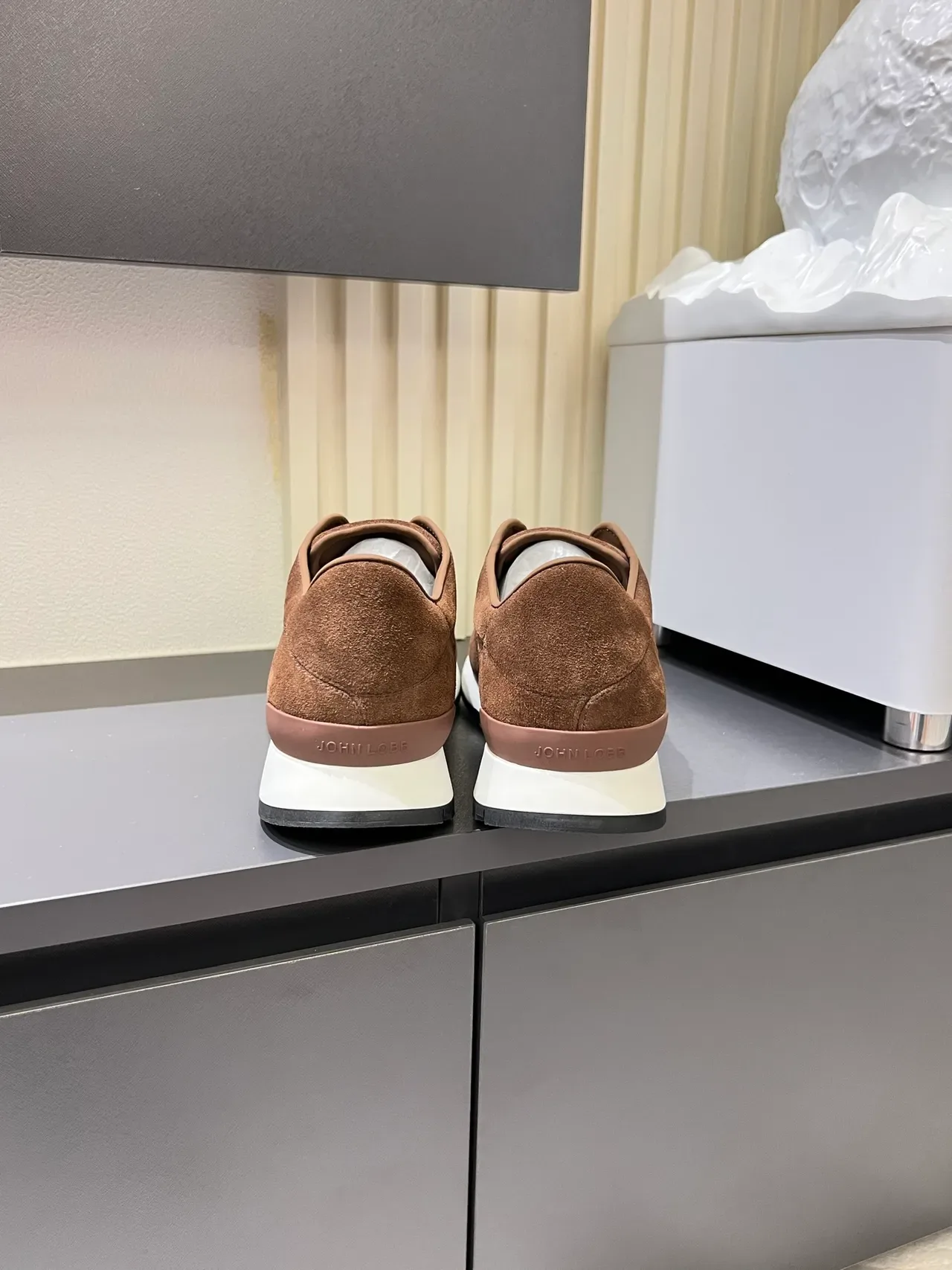 Brown White Suede Upper Slip-On Construction Sneakers 2