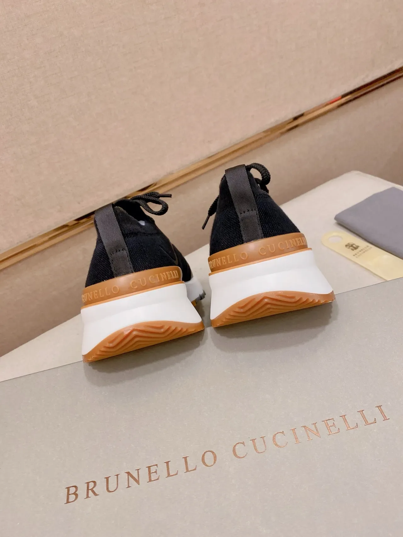 Brunello Cucinelli Navy White Knit Upper Contrast Toe Cap Sneakers 4