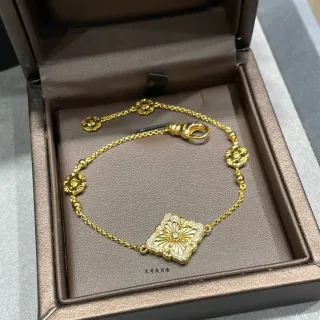Buccellati سوار ذهبي سلسلة بيضاء نمط زهوري
