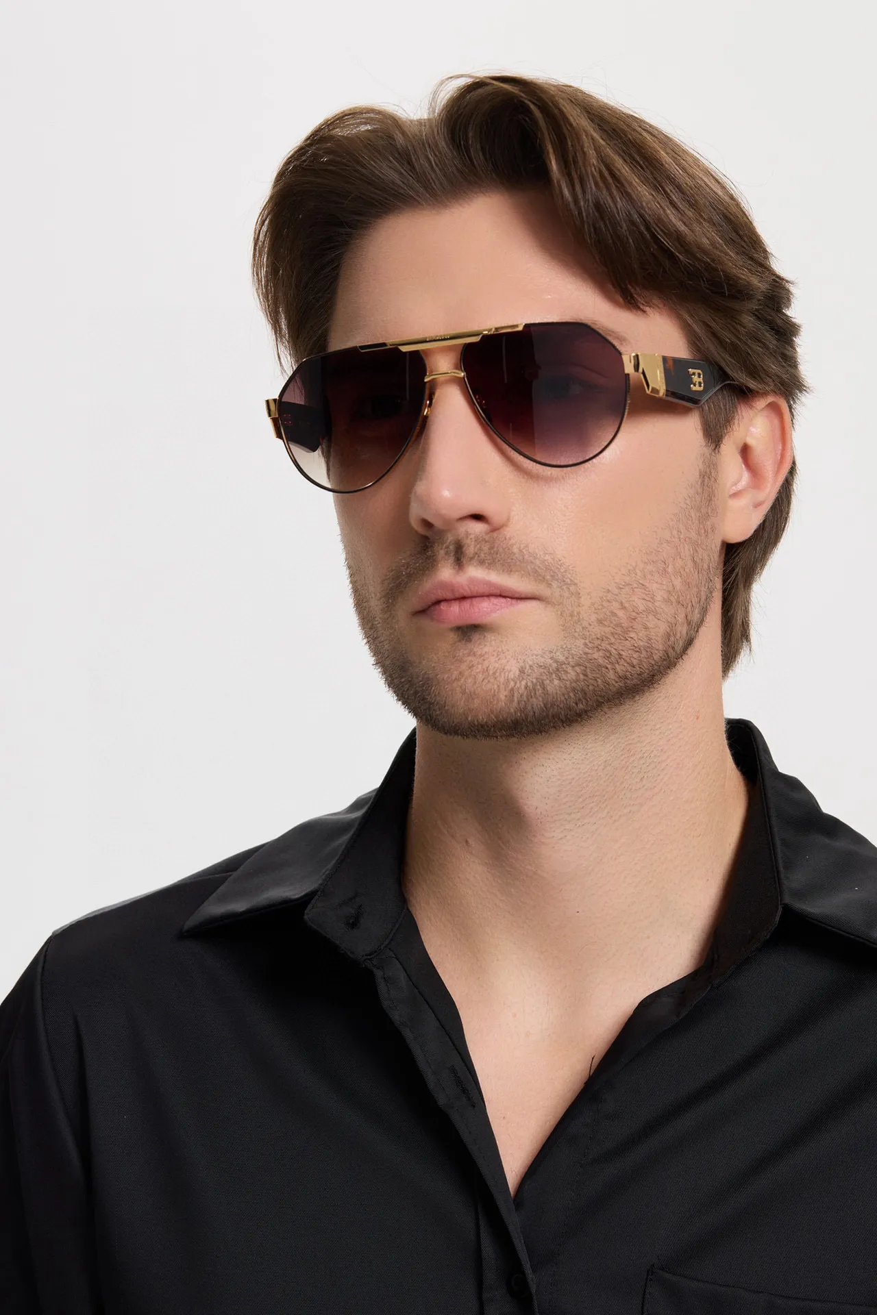 Bugatti Aviator Gold Green Silhouette Metal Frame Sunglasses 4