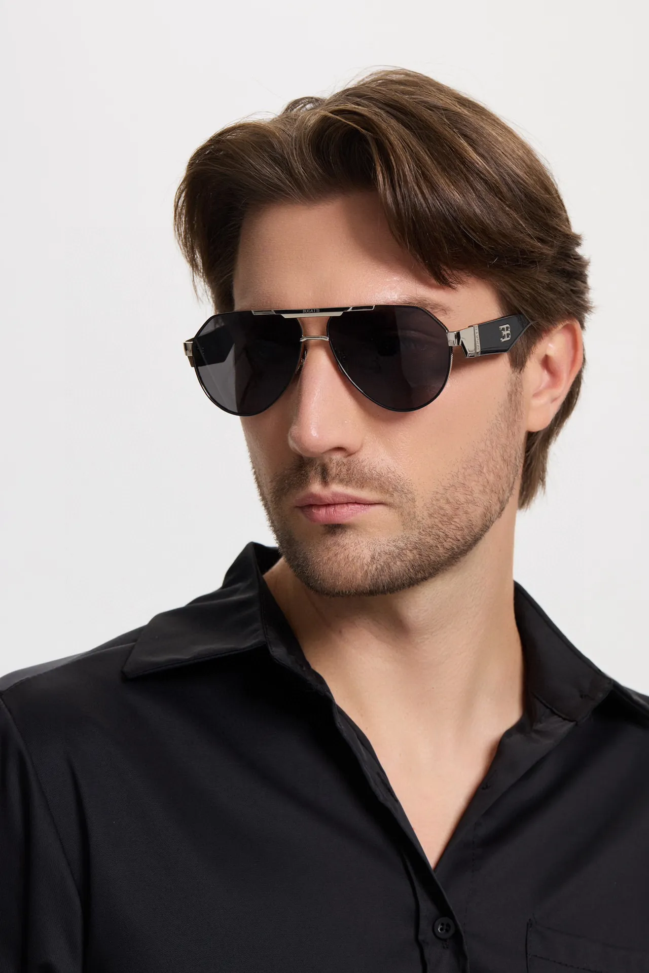 Bugatti Aviator Gold Green Silhouette Metal Frame Sunglasses 5
