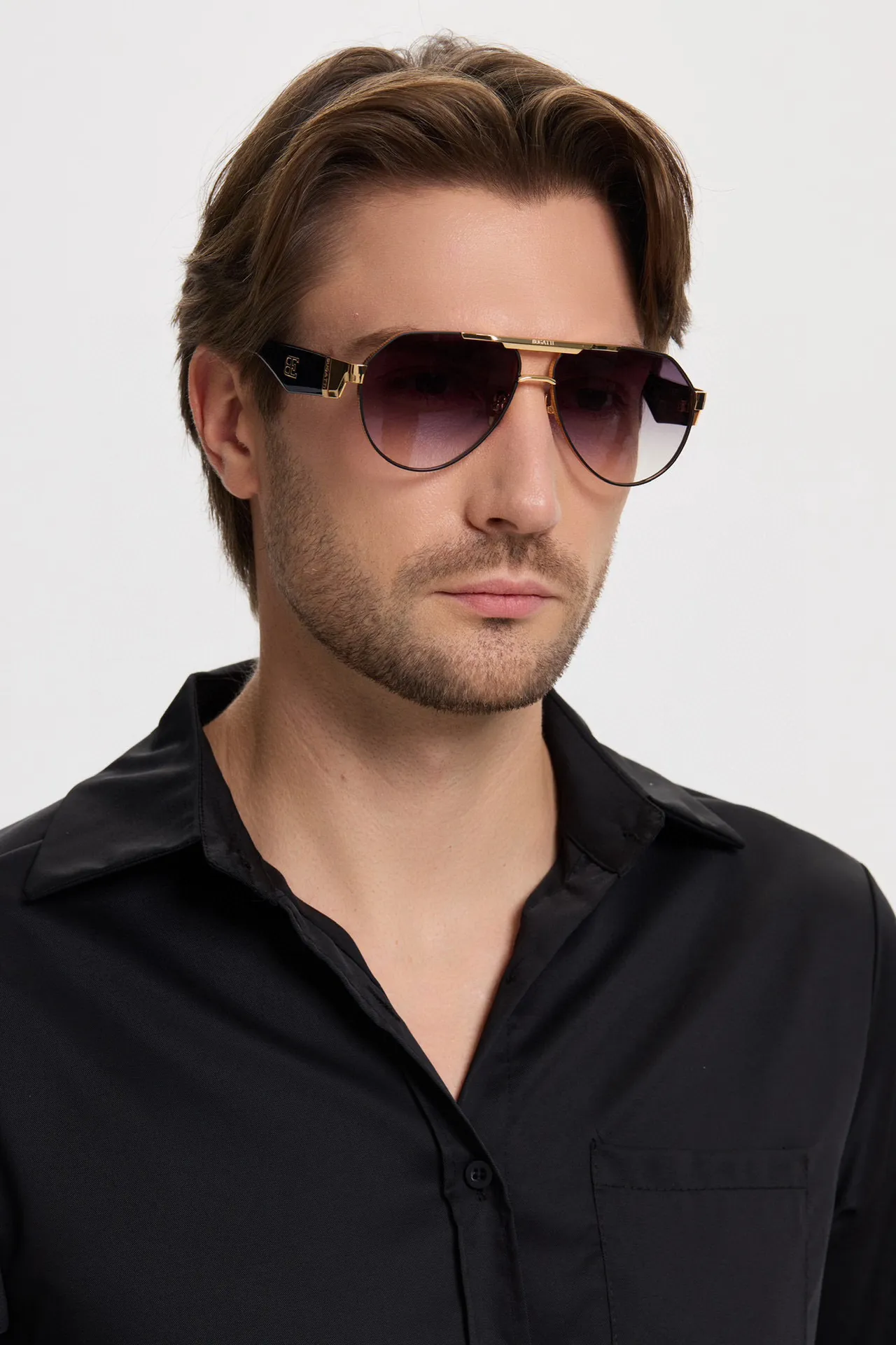 Bugatti Aviator Gold Green Silhouette Metal Frame Sunglasses 7