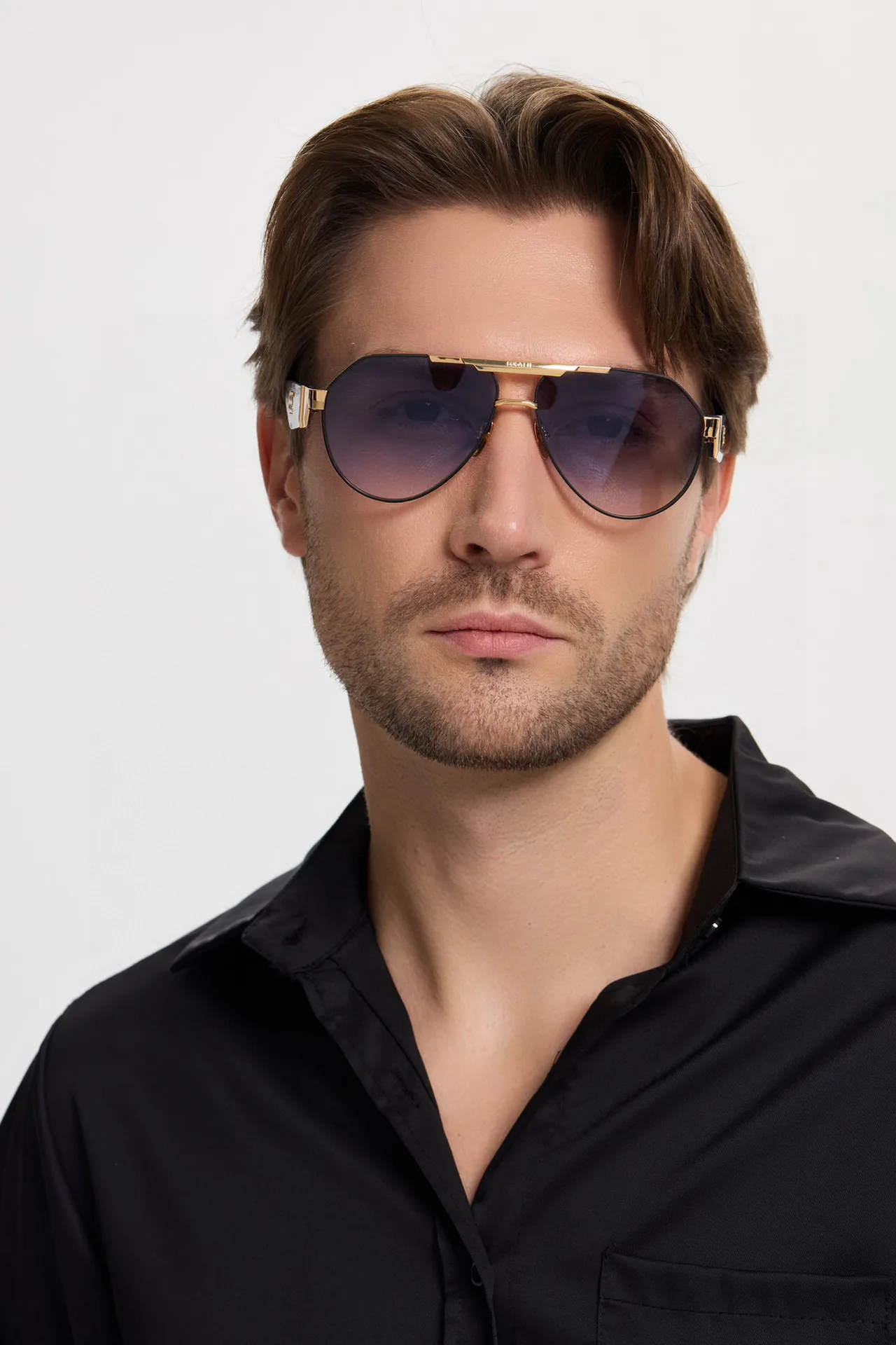 Bugatti Aviator Gold Green Silhouette Metal Frame Sunglasses 8