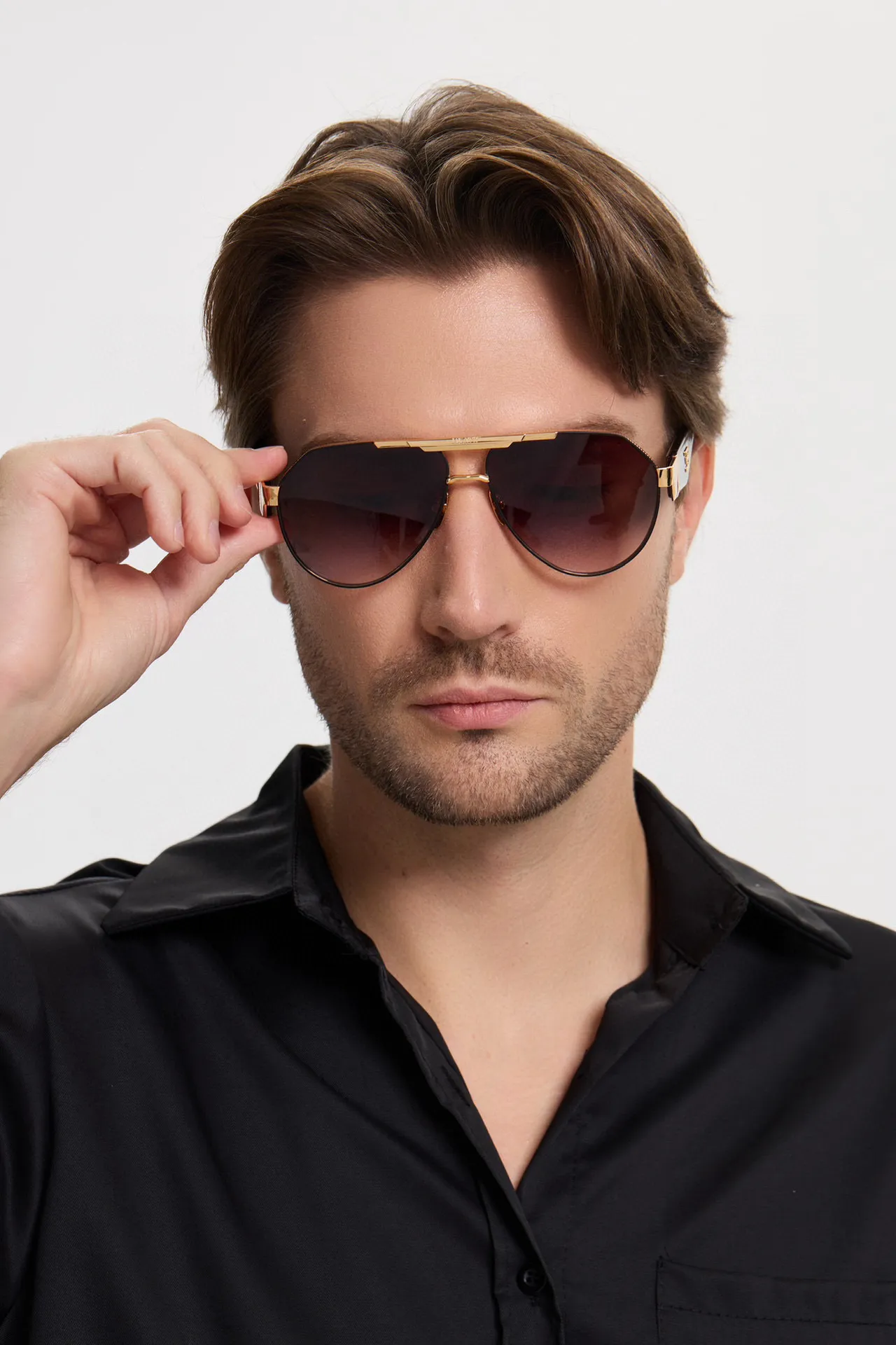 Bugatti Aviator Gold Green Silhouette Metal Frame Sunglasses 9