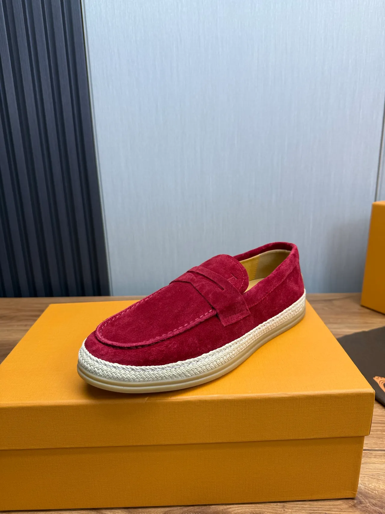 Burgundy Beige Suede Upper Penny Strap Loafer 2