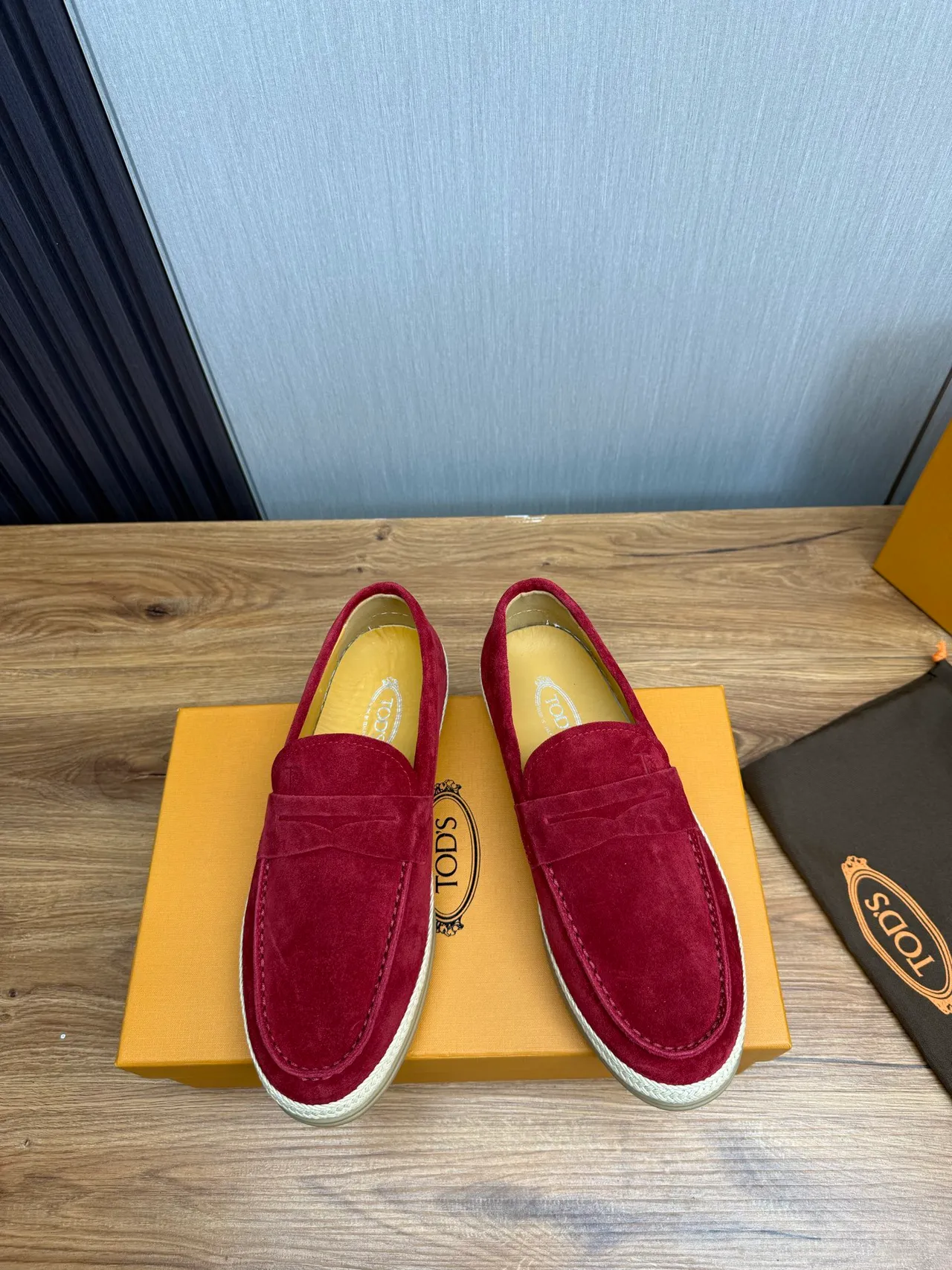 Burgundy Beige Suede Upper Penny Strap Loafer 3