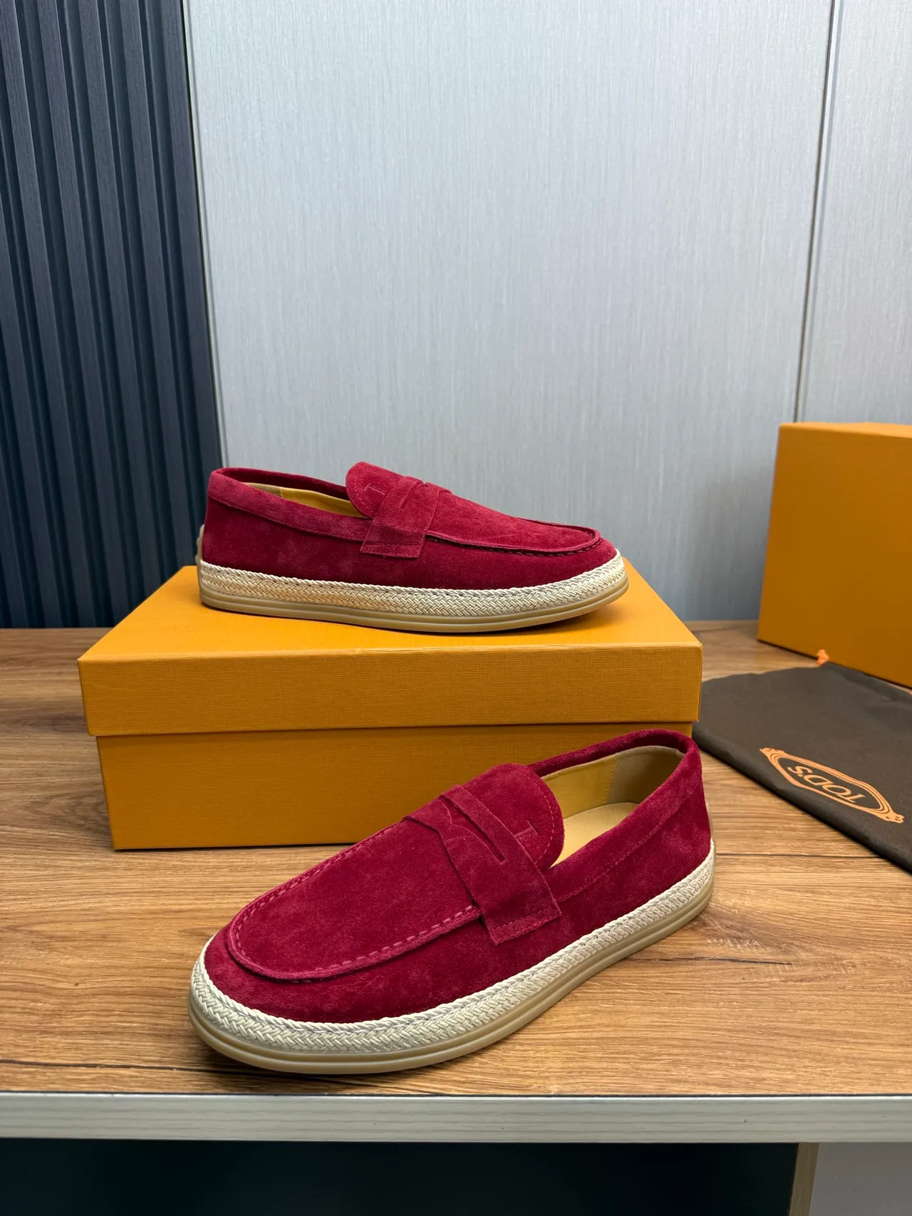 Burgundy Beige Suede Upper Penny Strap Loafer 4
