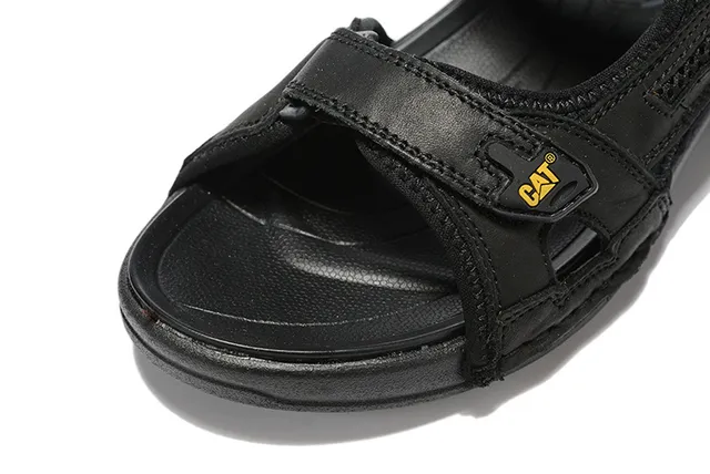 CAT Sandalias Casual Marrón, Negro, Tan Cuero Superior Suela de Goma 3