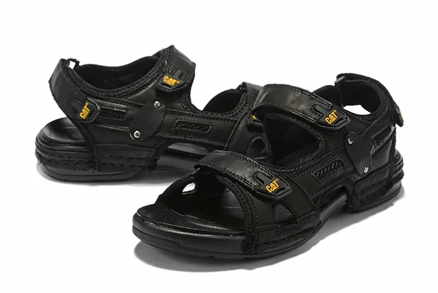 CAT Sandalias Casual Marrón, Negro, Tan Cuero Superior Suela de Goma 4