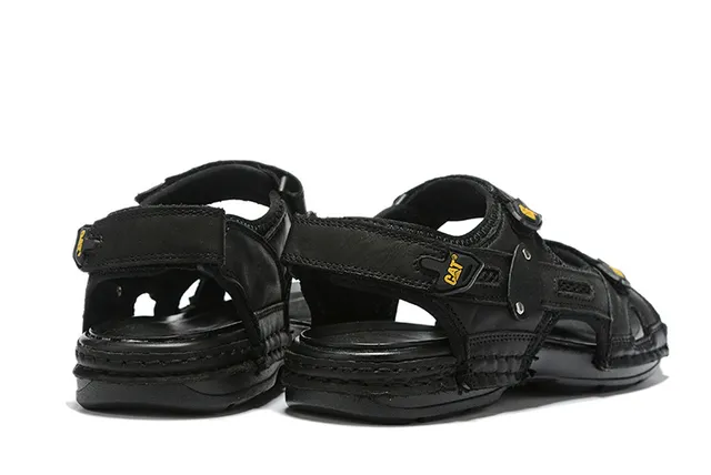 CAT Sandalias Casual Marrón, Negro, Tan Cuero Superior Suela de Goma 5