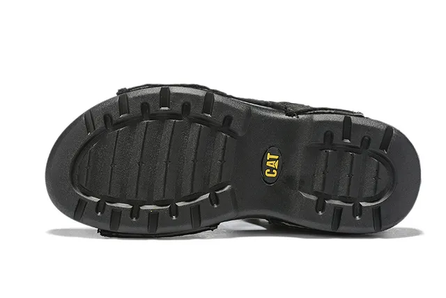 CAT Sandalias Casual Marrón, Negro, Tan Cuero Superior Suela de Goma 6