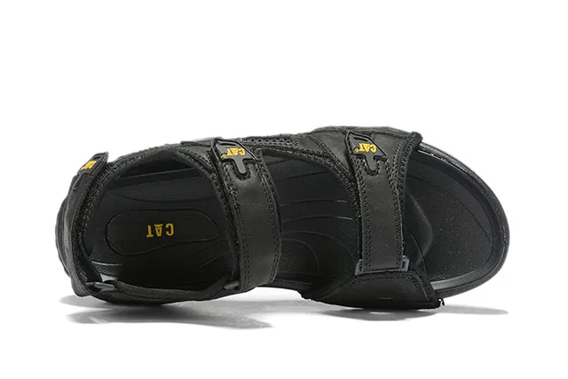 CAT Sandalias Casual Marrón, Negro, Tan Cuero Superior Suela de Goma 7