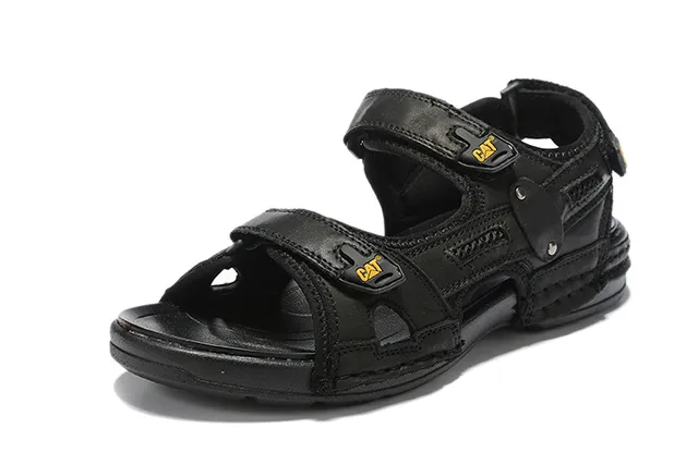 CAT Sandalias Casual Marrón, Negro, Tan Cuero Superior Suela de Goma 8