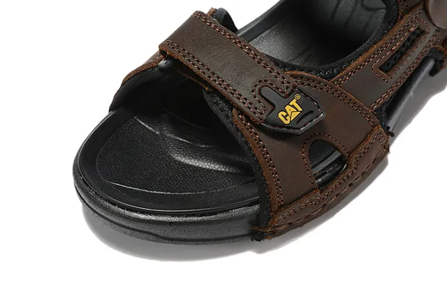 CAT Sandalias Casual Marrón, Negro, Tan Cuero Superior Suela de Goma 10