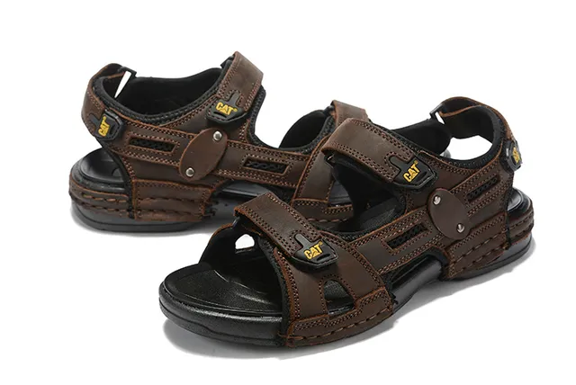 CAT Sandalias Casual Marrón, Negro, Tan Cuero Superior Suela de Goma 11