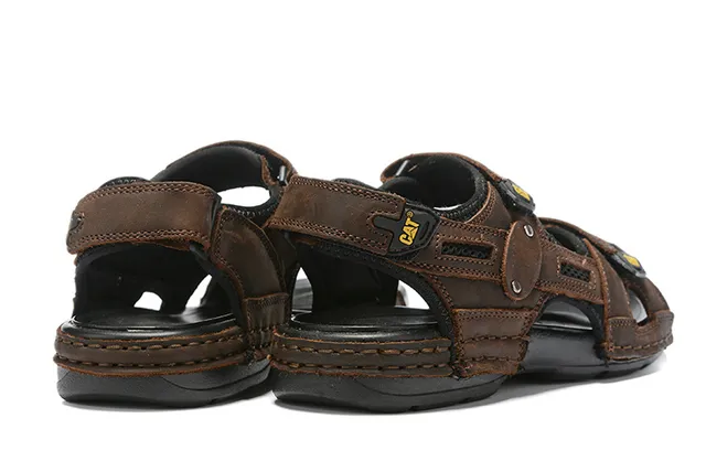 CAT Sandalias Casual Marrón, Negro, Tan Cuero Superior Suela de Goma 12