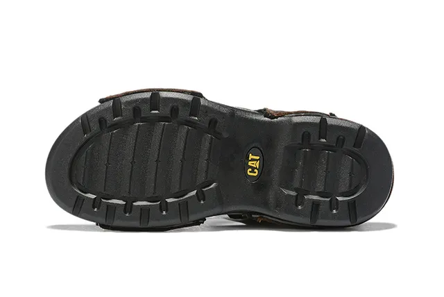 CAT Sandalias Casual Marrón, Negro, Tan Cuero Superior Suela de Goma 13