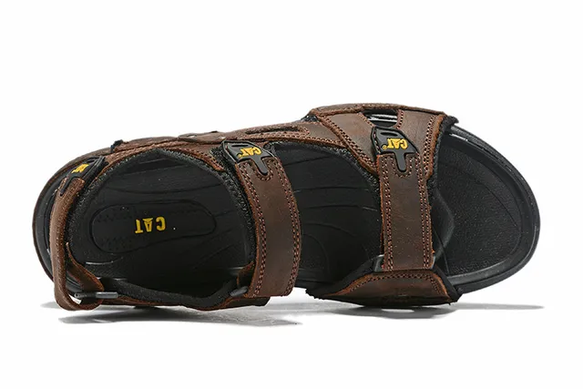 CAT Sandalias Casual Marrón, Negro, Tan Cuero Superior Suela de Goma 14