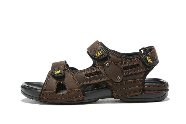 CAT Sandalias Casual Marrón, Negro, Tan Cuero Superior Suela de Goma 16