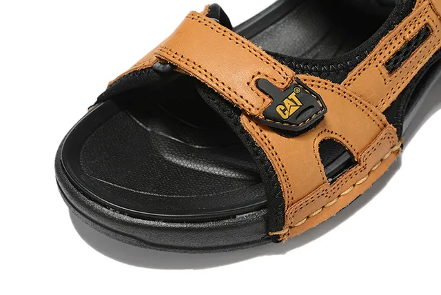 CAT Sandalias Casual Marrón, Negro, Tan Cuero Superior Suela de Goma 17