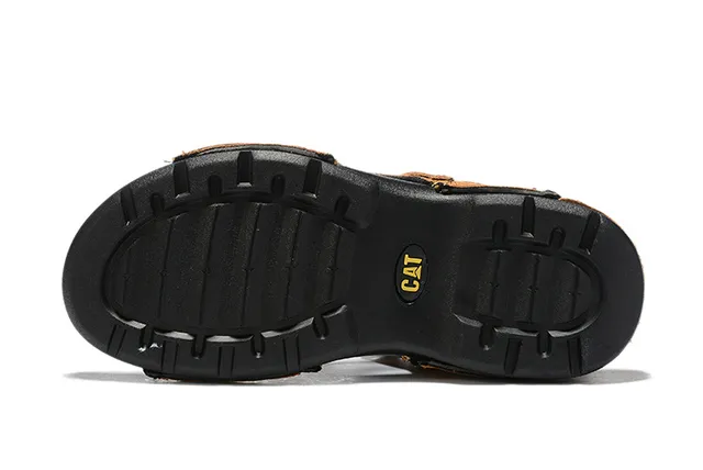 CAT Sandalias Casual Marrón, Negro, Tan Cuero Superior Suela de Goma 20