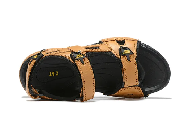 CAT Sandalias Casual Marrón, Negro, Tan Cuero Superior Suela de Goma 21