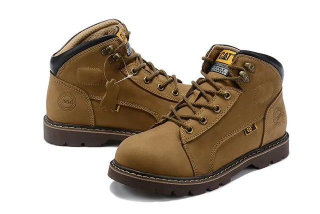 CAT Marrón Negro Tan Nubuck Superior Collar acolchado Botas de trabajo 9