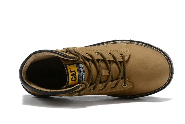 CAT Marrón Negro Tan Nubuck Superior Collar acolchado Botas de trabajo 12
