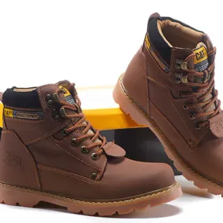 CAT Durable Equipment Brown Leather Work Boots