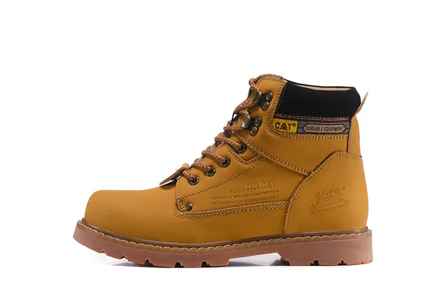 CAT Durable Equipment Brown Leather Work Boots 7