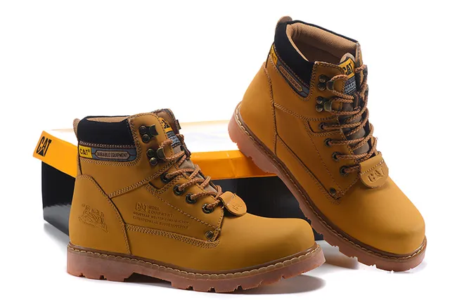 CAT Durable Equipment Brown Leather Work Boots 8