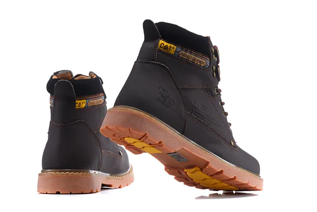 CAT Durable Equipment Brown Leather Work Boots 9