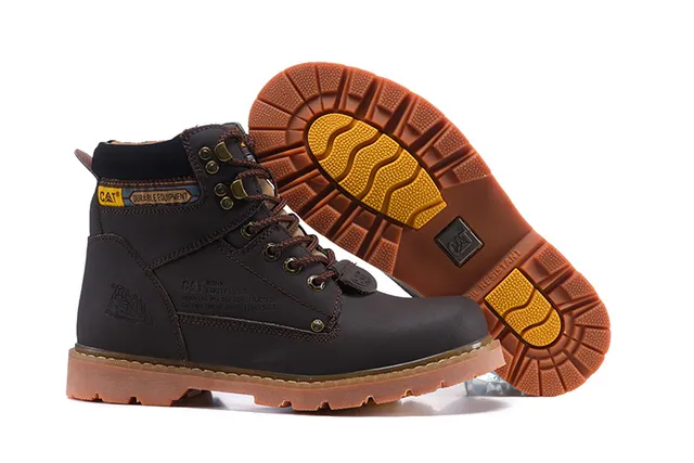 CAT Durable Equipment Brown Leather Work Boots 10