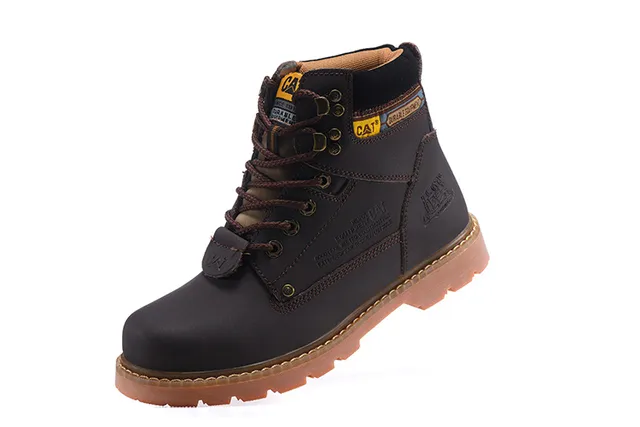 CAT Durable Equipment Brown Leather Work Boots 11