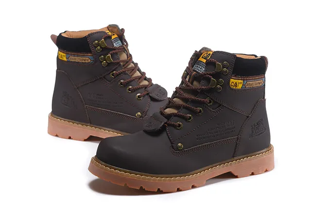 CAT Durable Equipment Brown Leather Work Boots 12