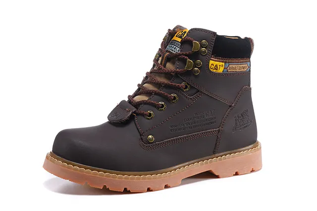 CAT Durable Equipment Brown Leather Work Boots 13