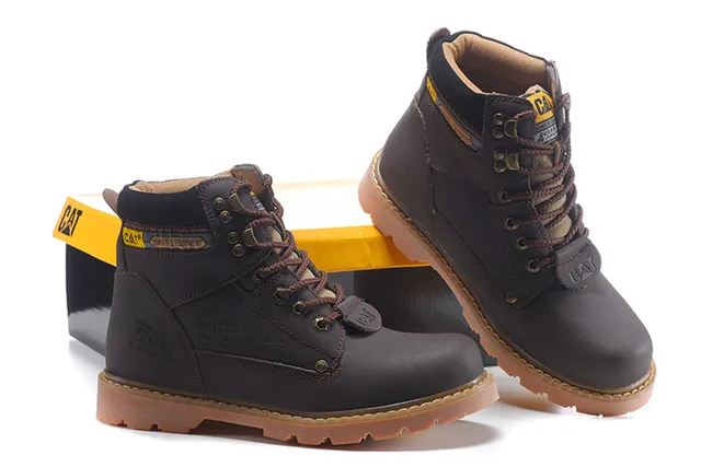 CAT Durable Equipment Brown Leather Work Boots 15