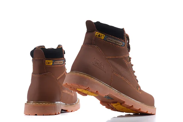 CAT Durable Equipment Brown Leather Work Boots 16