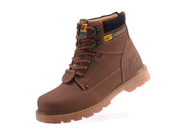CAT Durable Equipment Brown Leather Work Boots 18