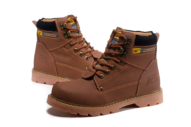 CAT Durable Equipment Brown Leather Work Boots 19