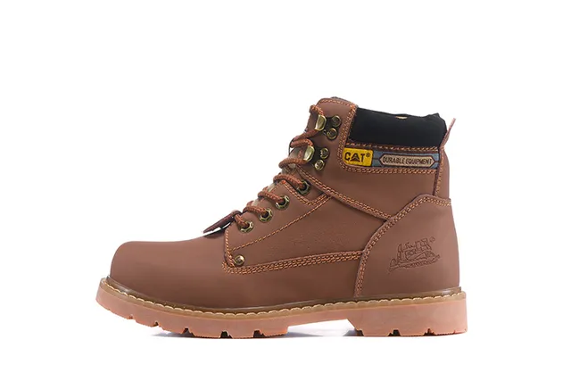 CAT Durable Equipment Brown Leather Work Boots 21