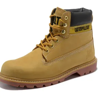 Caterpillar Beige Brown Tan Nubuck Upper Double-Stitched Seams Work Boots