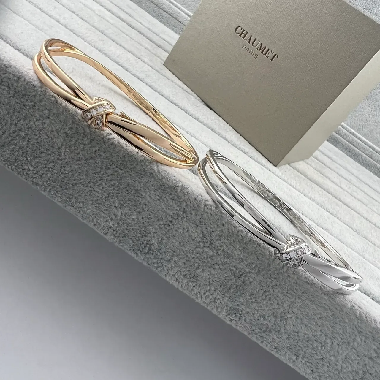 Chaumet Liens Knot Motif Diamond Bangle Bracelets 7