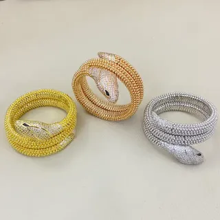 Coiled Snake Pavé Crystal Bangle Bracelet